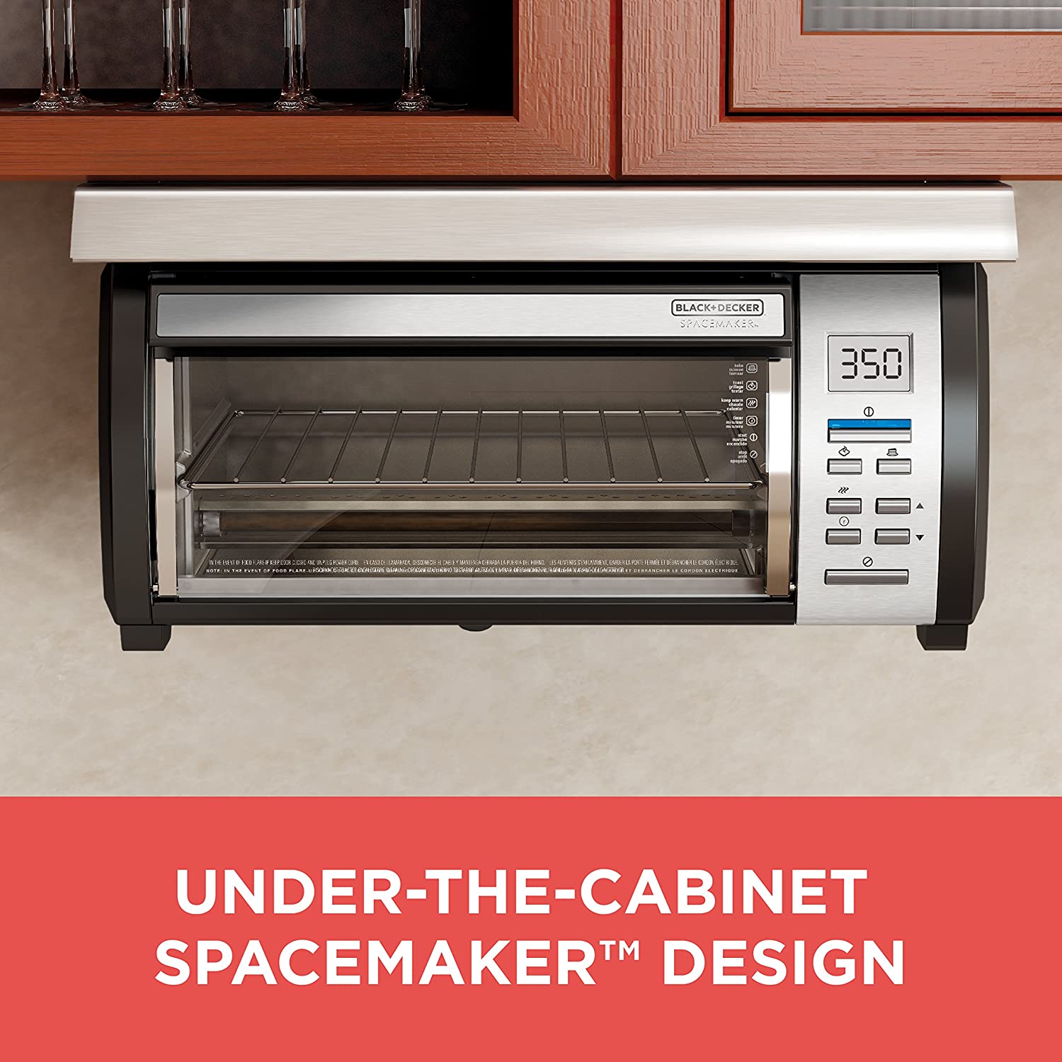 BLACK+DECKER Spacemaker Under-Counter Toaster Oven, Black/Stainless Steel, TROS1000D - Image 2