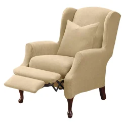 Sure Fit Stretch Pique Wing Chair Recliner Slipcover, Cream