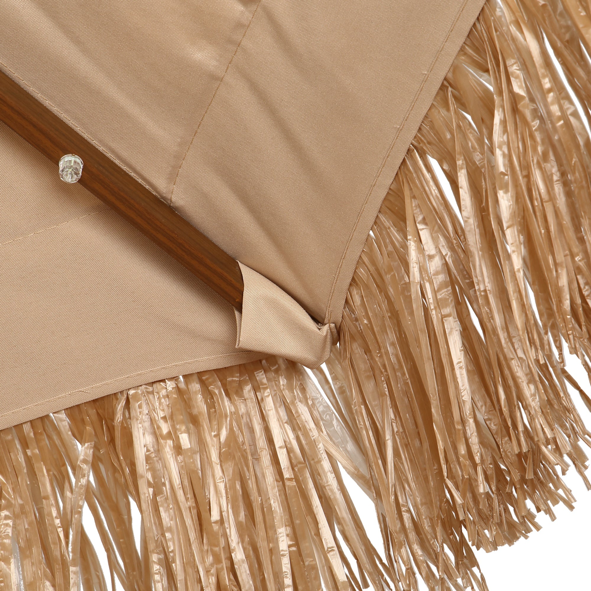 Autlaycil 9FT Double Tiers Solar LED Lights Thatched Tiki Umbrella, Outdoor, Pool, Patio, Beach - Image 2
