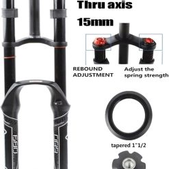 Alternative view of ZHUOYA Bicycle Suspension Fork 26/27.5/29 Hydraulic Double Shoulder Disc Brake Magnesium Alloy Rappelling Damping/AM/FR Travel 130mm (A Black)