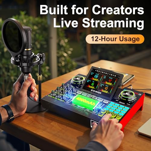 Podcast Microphone Bundle with Live Sound Card Audio Mixer, Podcast Equipment Bundle with 3.5mm Condenser Microphone for Pc/Phone Live Streaming Singing Gaming, Sound Board with Voice Changer, Denoise - Image 17