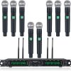 Wireless Microphone System, Phenyx Pro 8-Channel UHF Cordless Mic Set with Eight Handheld Mics, Fixed Frequency, All Metal Build, Long Range 260ft, Ideal for Karaoke,Church,Events (PTU-4000A)