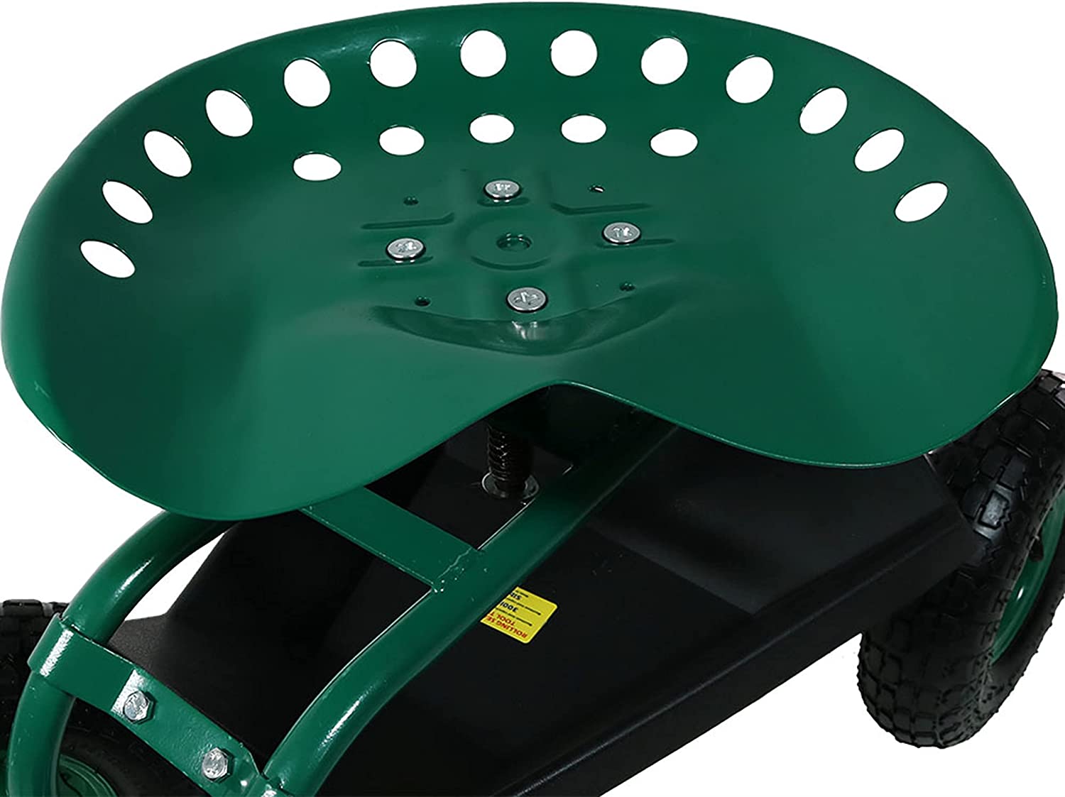 Sunnydaze Garden Cart Rolling Scooter with Extendable Steer Handle?? Swivel Seat and Utility Tool Tray?? Green - Image 3